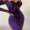 Talika Grape Corset Midi Dress