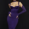 Talika Grape Corset Midi Dress