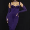 Talika Grape Corset Midi Dress
