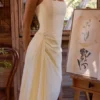 Tallulah Lemon Halter Neck Cotton Midi Dress