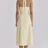 Tallulah Lemon Halter Neck Cotton Midi Dress