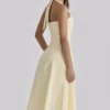 Tallulah Lemon Halter Neck Cotton Midi Dress