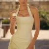 Tallulah Matcha Green Cotton Halter Neck Midi Dress