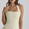Tallulah Matcha Green Cotton Halter Neck Midi Dress