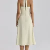 Tallulah Matcha Green Cotton Halter Neck Midi Dress