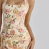 Tallulah Warm Rose Print Halter Neck Cotton Midi Dress