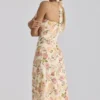 Tallulah Warm Rose Print Halter Neck Cotton Midi Dress