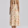 Tallulah Warm Rose Print Halter Neck Cotton Midi Dress