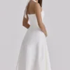 Tallulah White Halter Neck Cotton Midi Dress