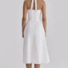 Tallulah White Halter Neck Cotton Midi Dress