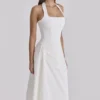 Tallulah White Halter Neck Cotton Midi Dress