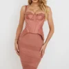 Talya Antique Rose Corset Midi Dress