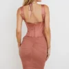 Talya Antique Rose Corset Midi Dress