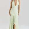Tamara Pistachio Georgette Draped Midi Dress