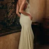 Tamara Pistachio Georgette Draped Midi Dress