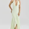 Tamara Pistachio Georgette Draped Midi Dress