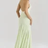 Tamara Pistachio Georgette Draped Midi Dress