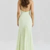 Tamara Pistachio Georgette Draped Midi Dress