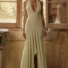 Tamara Pistachio Georgette Draped Midi Dress