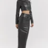 Tana Black Vegan Leather Maxi Skirt