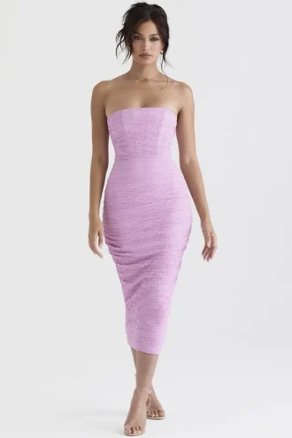 Tana Pink Strapless Corset Midi Dress