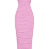 Tana Pink Strapless Corset Midi Dress
