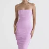 Tana Pink Strapless Corset Midi Dress