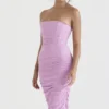 Tana Pink Strapless Corset Midi Dress