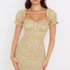 Tanaya Vintage Floral Puff Sleeve Mini Dress