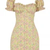 Tanaya Vintage Floral Puff Sleeve Mini Dress