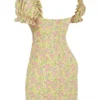 Tanaya Vintage Floral Puff Sleeve Mini Dress