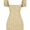 Tanaya Vintage Floral Puff Sleeve Mini Dress