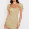 Tanaya Vintage Floral Puff Sleeve Mini Dress