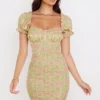 Tanaya Vintage Floral Puff Sleeve Mini Dress