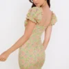 Tanaya Vintage Floral Puff Sleeve Mini Dress