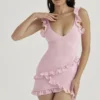 Tania Pink Quartz Ruffle Mini Dress