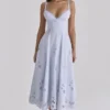 Tatiana Bluebell Lace + Cotton Broderie Anglais Midi Sundress
