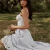 Tatiana Bluebell Lace + Cotton Broderie Anglais Midi Sundress