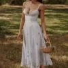 Tatiana Bluebell Lace + Cotton Broderie Anglais Midi Sundress