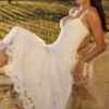 Tatiana White Cotton Broderie Anglaise Midi Sundress