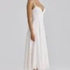 Tatiana White Cotton Broderie Anglaise Midi Sundress