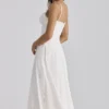 Tatiana White Cotton Broderie Anglaise Midi Sundress