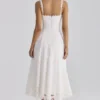 Tatiana White Cotton Broderie Anglaise Midi Sundress