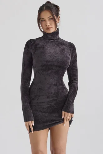 Taya Charcoal Chenille Mini Dress