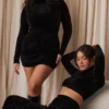 Taya Charcoal Chenille Mini Dress