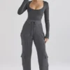 Tea Charcoal Knitted Utility Trousers