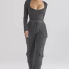 Tea Charcoal Knitted Utility Trousers