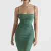 Teia Forest Draped Corset Midi Dress