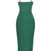 Teia Forest Draped Corset Midi Dress