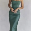 Teia Forest Draped Corset Midi Dress